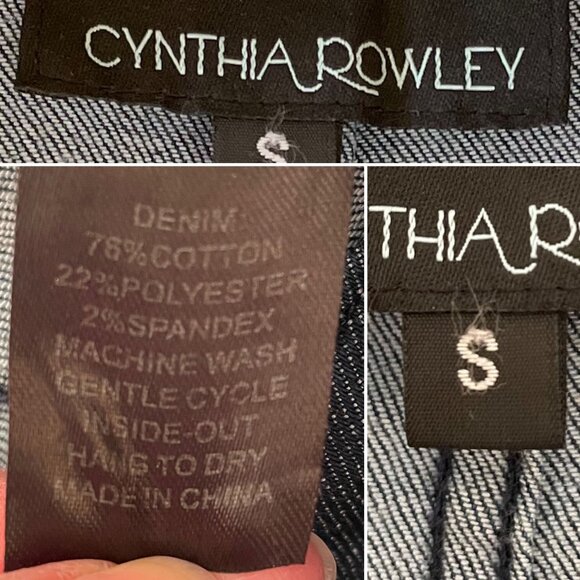 Cynthia Rowley Womens Denim Jumpsuit Size Small Dark Wash Western Denim on Denim - Picture 3 of 11